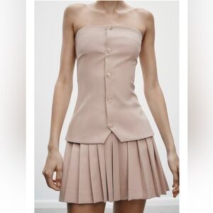 Zara NWT short pleated strapless dress 3067/359